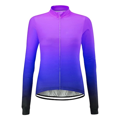 Damen Radtrikot Einfarbig Farbverlauf Gemustert Langarm Fahhrad Trikot Oberteil mit 3 Gesäßtaschen Mountainbike MTB Straßenradsport UV-beständig Schnelltrocknend Rückentasche Schweißableitend Sport Image