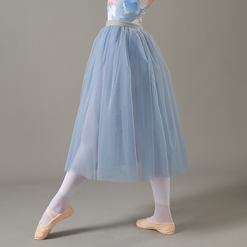 atmungsaktive ballettröcke standardsaal fester tüll damen training performance high polyester chiffon Image