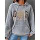 Damen Übergroße Hoodie Sweatshirt Kapuze Zur Seite fahren Strukturiert Leopard Hund Buchstabe Casual Sport Bedruckt Kordelzug Vordertasche Schwarz Weiß Marineblau Sportbekleidung Lustig Mit Kapuze