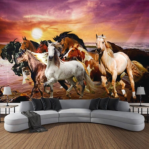 laufendes pferd wandteppich kunst dekorative decke vorhang hängen familie schlafzimmer wohnzimmer dekoration Image