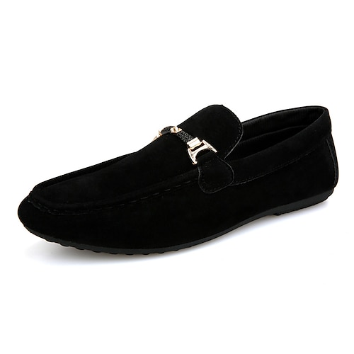 Herren Loafer Slip On Komfort Schuhe Wanderschuhe Vintage Brautkleider schlicht Outdoor Täglich Leder Warm Körpergröße erhöhen Komfortabel Schnürsenkel Schwarz Rote Winter Image