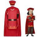 Shrek Lord Farquaad Cosplay Kostüm Herren Damen Jungen Film Cosplay Rote Halloween Karneval Kindertag oben Hosen Handschuhe