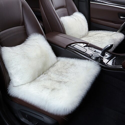 Autositzkissen-Fellbezüge Fasermatten aus Kunstwolle langes Plüsch universelles warmes Autositzkissen für Frauen im Winter Image