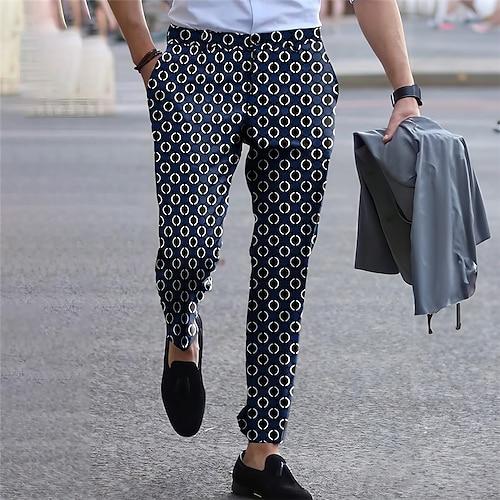 Herren Hose Bleistifthosen Grafik-Drucke Geometrie Komfort Weich B¨¹ro Geschäft Strassenmode Brautkleider schlicht Marineblau Unelastisch