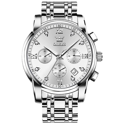 OLEVS Quarzuhren für Herren Analog Quarz Klassisch Mode Stilvoll Klassisch Weihnachten Großes Ziffernblatt Tag Datum Metall Edelstahl Mode