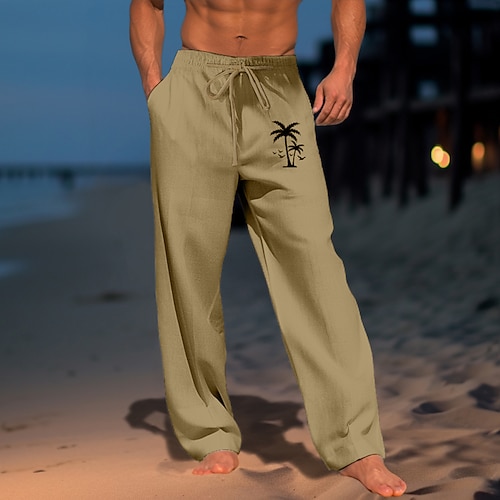 Herren Kokosnussbaum Grafik-Drucke Hose Hosen Sommerhosen Strandhose Mittlere Taillenlinie Strassenmode Hawaiianisch Designer Casual Täglich Festtage Kordelzug Elastische Taille 3D-Druck Frühling Image