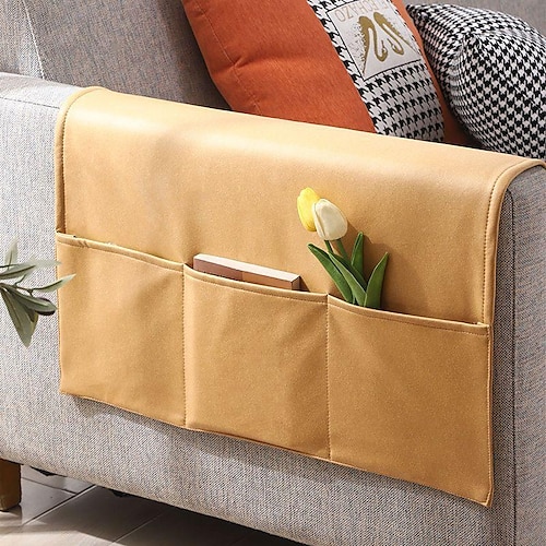 Sofa-Armlehnen-Aufbewahrungs-Organizer, Armlehnenabdeckung, Couch-Liege-Fernbedienungshalter mit Taschen, Sessel-Caddy für iPad, Telefon, Zeitschriften, TV-Fernbedienung Image