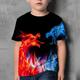 Kinder Jungen T-Shirt Kurzarm Drache 3D-Druck Grafik Flamme Tier Blau Gelb Rot Kinder Oberteile Sommer Aktiv Neuheit Street Schick Ostern 3-12 Jahre