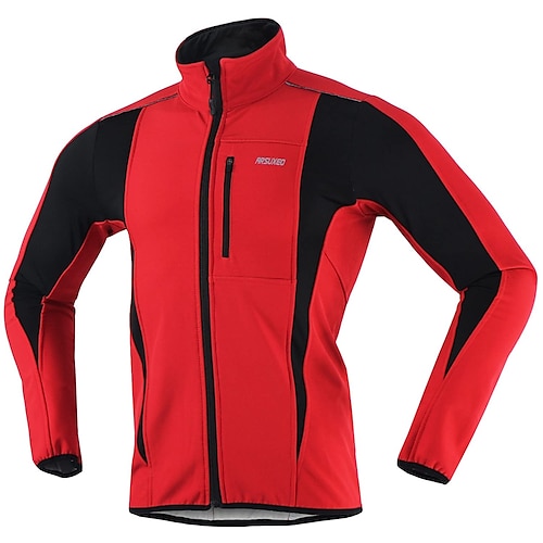 Arsuxeo Herrn Fahrradjacke damen winter Fahhrad Jacke / Winter Vliesjacken / Vliesen / Oberteile Windundurchlässig, warm halten, Atmungsaktiv Streifen Polyester, Elasthan, Vlies Winter Orange / Rot Image
