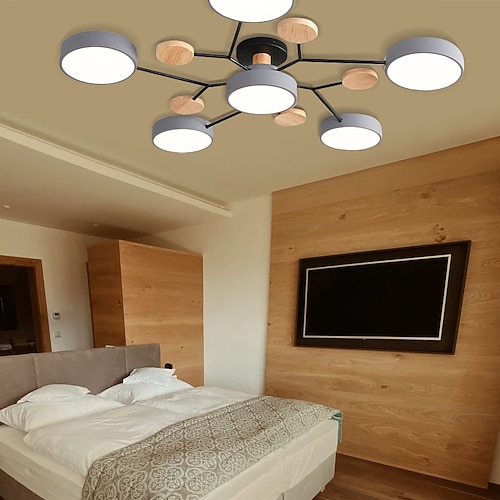 LED-Deckenleuchte dimmbar einzigartiges Sputnik-Design Holz 4/5/6/7 Köpfe 35 / 43 LED-Kronleuchter geeignet für Esszimmer, Wohnzimmer und Küche 110-240 V Image