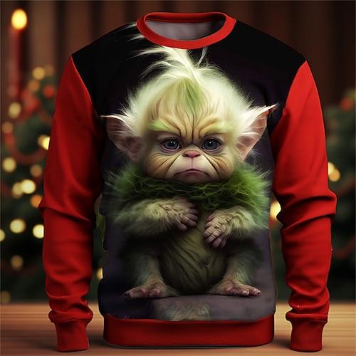 Herren Grafik Cartoon Farbblock Sweatshirts Golf-Pullover Langarm Sweatshirt Rundhalsausschnitt Mode Täglich Lässig 3D-Druck Urlaub Ferien Ausgehen Druck Frühling Herbst