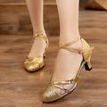 Damen Schuhe für modern Dance Ballsaal Leistung Outdoor Für den Ballsaal Professionell Glitzer Farbaufsatz Tüll Niedriger Absatz Schwarz Gold Silber