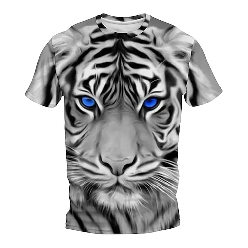Herren Grafik Tiger T Shirt Kurzarm T-Shirt 3D-Druck Rundhalsausschnitt Hemd Täglich Designer Retro Vintage Sport im Freien Ferien Ausgehen Braun Grau Frühling Sommer Bekleidung S M L XL 2XL 3XL 4XL Image