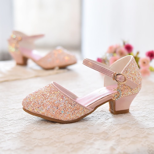 Mädchen Absätze Täglich Glitzer Kleid-Schuhe Absätze Gummi PU Atmungsaktivität Rutschfest Höhe-Erhöhung Große Kinder (ab 7 Jahren) Kleine Kinder (4-7 Jahre) Hochzeit Party Täglich Wanderschuhe Tanzen Image