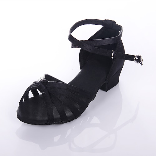 Damen Schuhe für den lateinamerikanischen Tanz Tanzschuhe Leistung Innen Satin Grundlegend Absätze Starke Ferse Silber Schwarz Gold Image