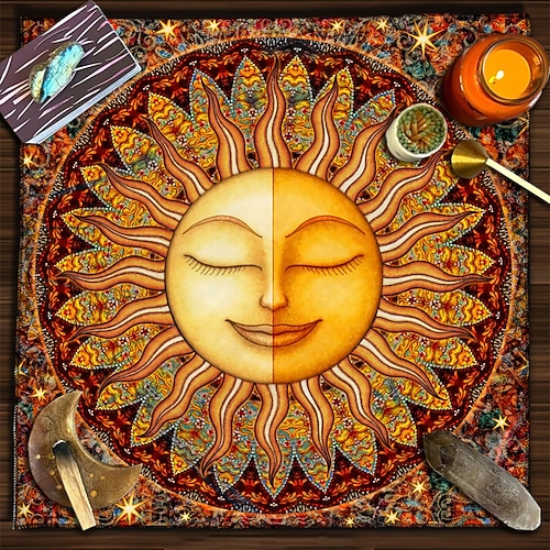 Tarot-Tischdecke für Spiele, Altardecke, Hexerei-Astrologie-Dekor, Orakelkarten-Unterlage, Tarot-Matte, Hexer-Dekor, Partygeschenke, Party-Geschenk-Dekor, Partyzubehör, magische Kunst, Wahrsagerei Image