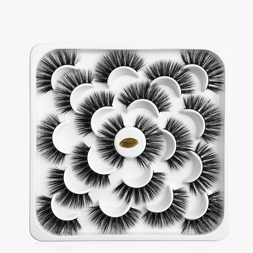 3D-Nerzwimpern – 10 Paar professionelle handgefertigte falsche Wimpern – natürliche wiederverwendbare dicke, flauschige falsche Wimpern Nerzwimpern Image