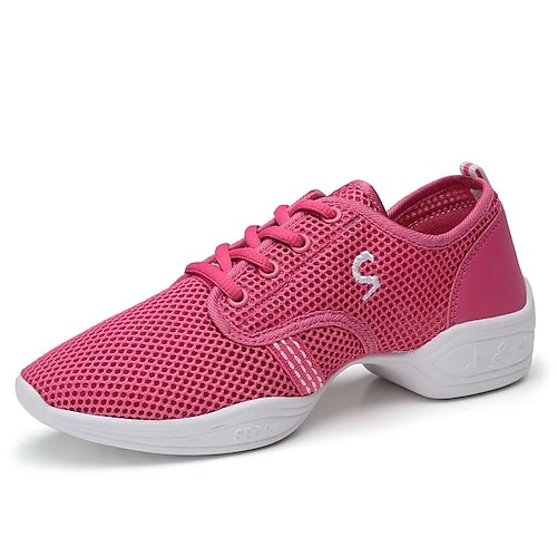 Leichte Damen-Tanz-Sneakers mit Schnürung aus Mesh – atmungsaktive schwarze Sportschuhe für Jazz-, Zumba- und Fitness-Workouts Image
