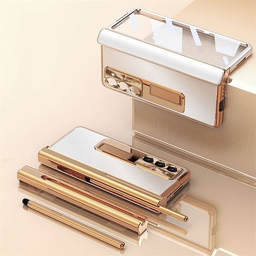 Handy Hülle Handyhüllen Für Samsung Galaxy Z Fold 7 Z Fold 6 Z Fold 5 Z Fold 4 Z Fold 3 Rückseite Mit Ständer mit Displayschutz Stifthalter Aluminiumlegierung Image