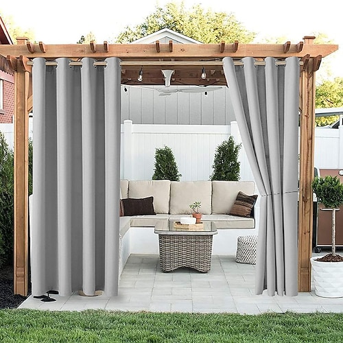 Wasserdichter Outdoor Vorhang für den Außenbereich, Schiebevorhang für Terrassen, Bauernhausvorhänge, Pergola-Vorhänge mit Öse für Pavillon, Balkon, Veranda, Party, Hotel, 1 Paneel Image