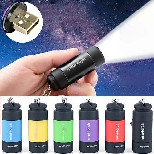Mini-USB-Taschenlampe, wiederaufladbar, Schlüsselanhänger, Fingerlicht, Campinglicht, geeignet für das Lesen von Ärzten im Freien Image