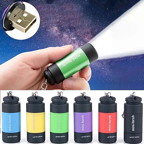 Mini-USB-Taschenlampe, wiederaufladbar, Schlüsselanhänger, Fingerlicht, Campinglicht, geeignet für das Lesen von Ärzten im Freien Image