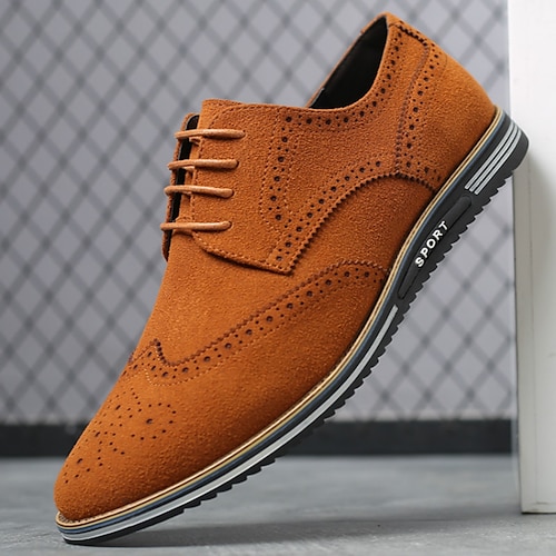 Orangefarbene Brogue-Oxfords für Herren – bequeme Lederschuhe mit Sportsohle für den Alltag und legere Outfits Image