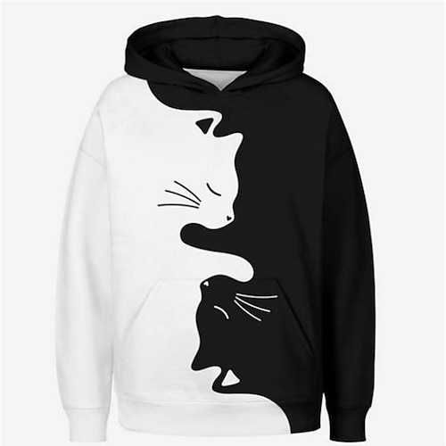 Unisex Jungen Mädchen 3D Tier Katze Kapuzenshirt Langarm 3D-Druck Frühling Herbst Aktiv Sport Modisch kinderkleidung 3-13 Jahre Outdoor Täglich Innen Regular Fit Image