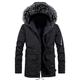 Herren Wintermantel Winterjacke Pelzkragen Zip Tasche Kapuzenpullover Pelzkragen Büro Karriere Verabredung Casual Draussen Bequem Sport Winter Glatt Schwarz Königliches Blau Pufferjacke