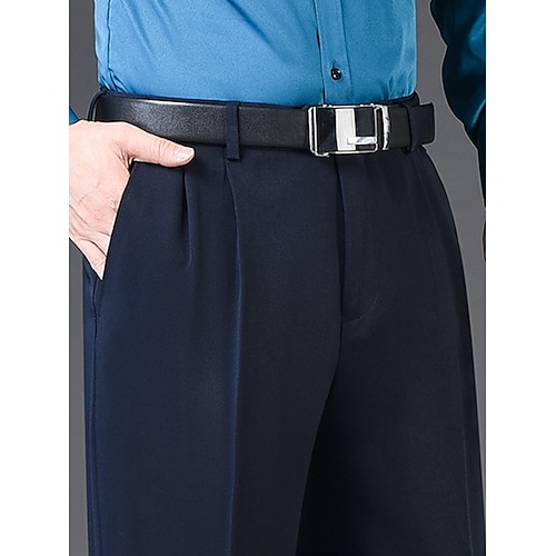 Herren Anzughosen Hose Hosen Anzughose Tasche Glatt Komfort Atmungsaktiv Outdoor Täglich Ausgehen Modisch Brautkleider schlicht Schwarz Khaki Image