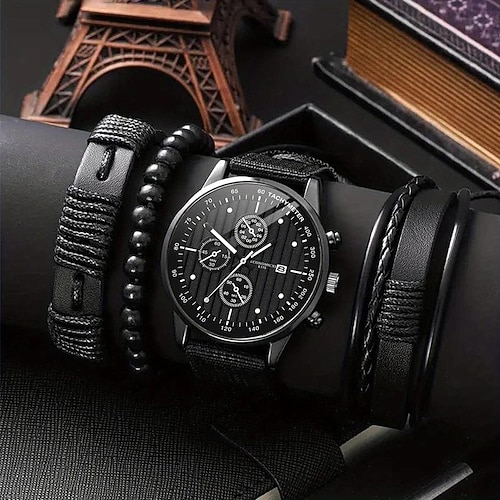 Herren Quarz uhr Retro Weinlese Lässige Uhr Weltzeit Aluminiumlegierung Beobachten Image