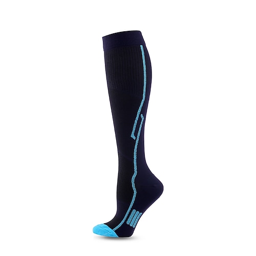 Herren Damen Kompressionssocken Mannschaftssocken Radsocken Fahrradsocken Sportsocken Rennrad Geländerad Fahhrad / Radsport Atmungsaktiv Weich Komfortabel 1 Paar Streifen Nylon Gelb Blau Schwarz Weiß Image