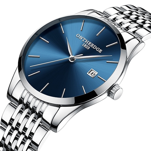 Ultra-dünne Herren Quarz Uhr Herren Analog Luxus Minimalistische klassische Armbanduhr Wasserdicht Kalender Chronograph Edelstahl Uhren