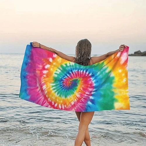 Batik-Strandtuch, sandfreie Hippie-Strandtücher in Übergröße, superweiches großes Badetuch, wasserabsorbierendes Badetuch für Männer, Frauen, Reisen, Schwimmen, Camp, 81,3 x 162,6 cm Image