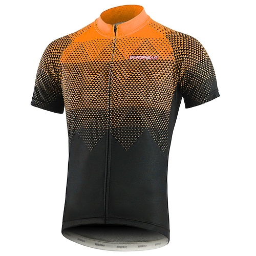 Herren Radtrikot Geometrisch Farbverlauf Kurzarm Fahhrad Trikot Oberteil mit 3 Gesäßtaschen Mountainbike MTB Straßenradsport Schnelltrocknend Reflektierende Streifen Rückentasche Schweißableitend Image