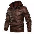 Herren Lederjacke Kunstlederjacke Hoodie Jacke Motorrad Jacke Motorradjacke warm halten Windundurchlässig Regendicht Outdoor Täglich Reisverschluss Ständer Sport Casual Jacke Oberbekleidung Feste