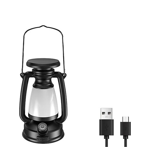 Neue Retro-Lampe dreifarbige LED stufenlos dimmbare Lichtquelle tragbare hängende Solarlade-USB-Camping-Außenbeleuchtung 1 Stück Image