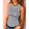 Damen Trägertop Ausgeh Tops Mandel Rosa Schwarz Rippoptik Lässig Basic Sexy Hoher Ausschnitt S