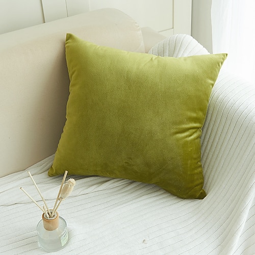 Dekorative Wurfkissen, Samt-Kissenbezug, einfarbig, für Schlafzimmer, Wohnzimmer, Sofa, Couch, Stuhl, Rosa, Blau, Salbeigrün, Lila, Gelb, gebranntes Orange Image