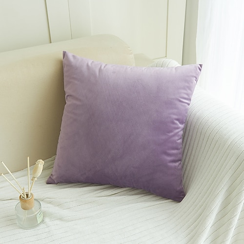 Dekorative Wurfkissen, Samt-Kissenbezug, einfarbig, für Schlafzimmer, Wohnzimmer, Sofa, Couch, Stuhl, Rosa, Blau, Salbeigrün, Lila, Gelb, gebranntes Orange Image