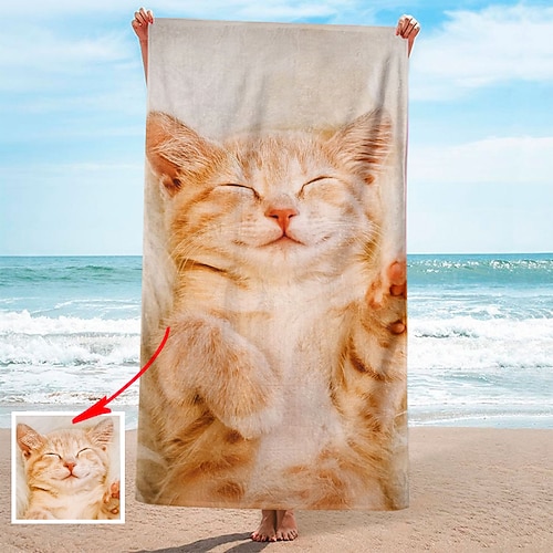 Personalisierte Strandtücher mit Foto Badetuch personalisierte Strandtücher mit Foto persönliches Geschenk für Familie oder Freunde 3163 (einseitiger Druck) Image
