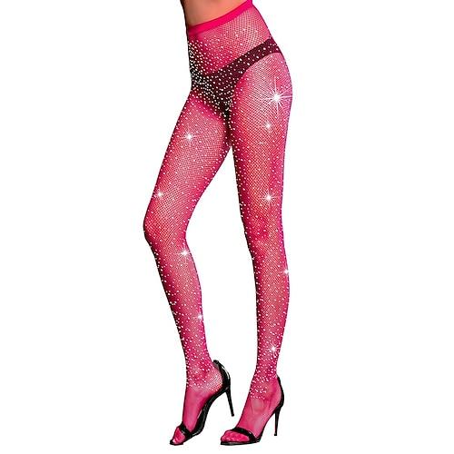 Strumpfhose mit hoher Taille und Naht hinten für Damen, glitzernde Netzstrümpfe mit Strasssteinen, Party-Strass-Netzstrümpfe, Disco-Club-Party