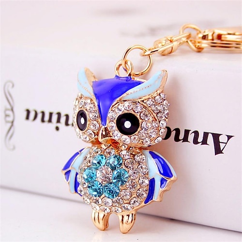 schöne eule keychain strass kristall schlüsselring schlüsselanhänger tasche charme anhänger geschenk Image