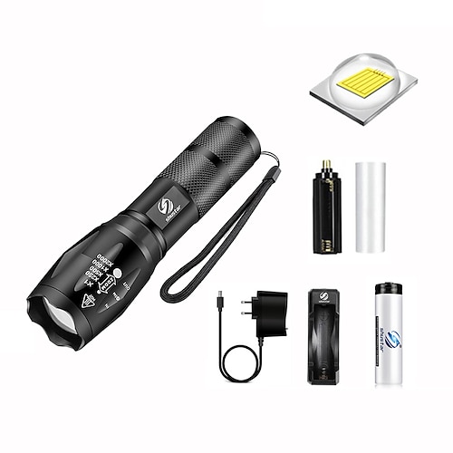 LED-Taschenlampe ultrahelle Taschenlampe l2 / v6 Campinglicht 5 Schaltmodi wasserdichtes zoombares Fahrradlicht Verwendung 18650 Batterie Image