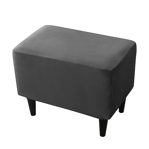 Stretch-Ottoman-Bezug aus Samt in Burgunderrot, faltbarer Aufbewahrungshocker, Möbelschutz, weicher, rechteckiger Schonbezug mit elastischer Unterseite, Ottoman-Bezug Image