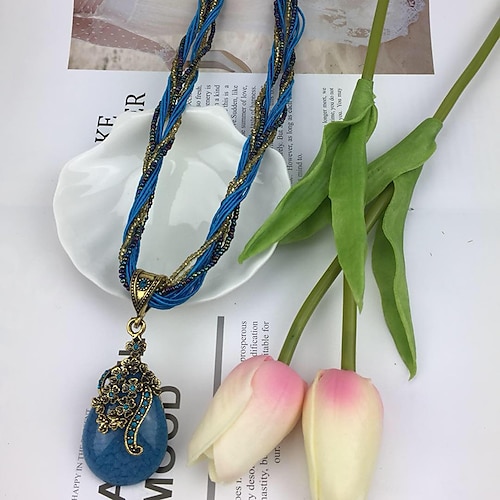 1 Stück Anhänger Halskette For Damen Hochzeit Strasse Geburtstag Aleación Wassertropfen Halskette Birne Image