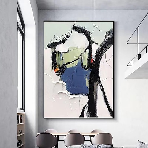 Handgefertigtes, handgemaltes Ölgemälde, dicke Textur, Wandkunst, modernes abstraktes Schwarz-Weiß-Gemälde, Heimdekoration, Dekor, gerollte Leinwand, kein Rahmen, ungedehnt Image