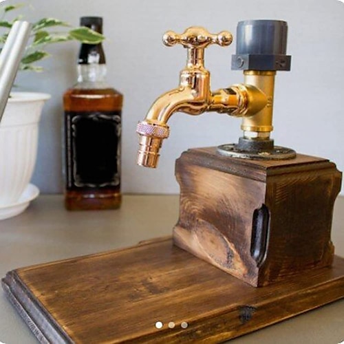 Whiskey-Holzspender, Schnapsspender in Form eines Wasserhahns, Daddy Lieblings-Whisky-Wein-Holzspender für Home Bar Dinner Party Restaurant, Papa Papa Freund Ehemann Geschenk Image