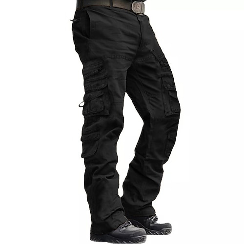 Herren Cargohose Cargohosen Cargohose Taktische Hose Taktisch Arbeitshose Multi Pocket Gerade geschnitten Glatt In voller Länge Taktisch Schwarz Kaki Mikro-elastisch Image