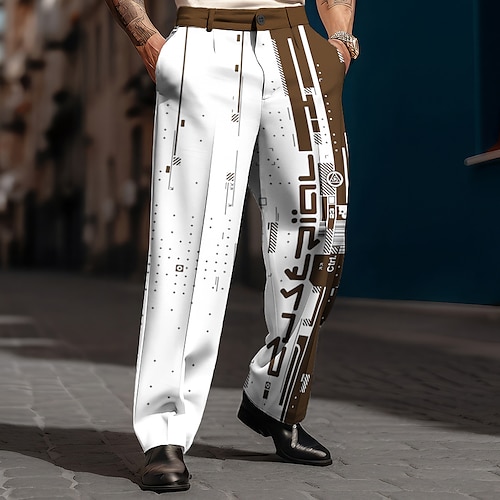 Geometrie Geschäftlich Brautkleider schlicht Herren 3D-Druck Hosen Hose Outdoor Strasse Tragen Sie, um zu arbeiten Polyester Schwarz Wein Blau S M L Hoch Elastizität Hose Image